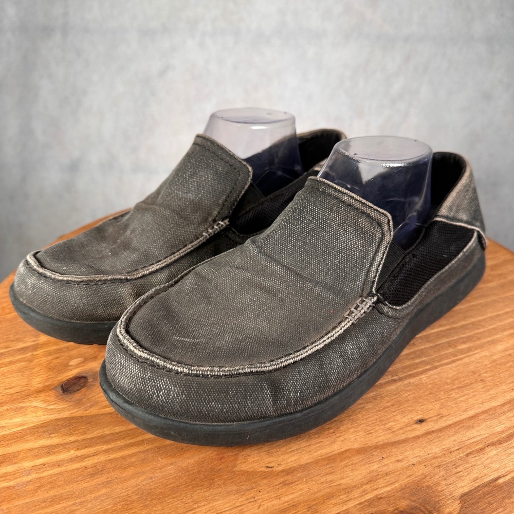 Crocs Santa Cruz Loafers Mens Size 11 Black Good Canvas Slip On Shoes